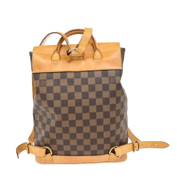 LOUIS VUITTON Logo Soho Backpack Bag Damier Ebene Leather Brown - Picture 3 of 16